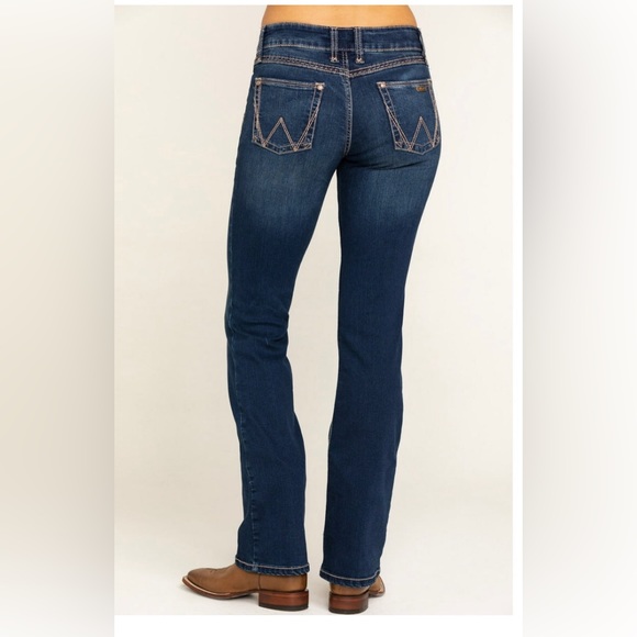 Wrangler mae mid-rise HT wash retro boot cut jeans size 24/00x34 new - Picture 2 of 12